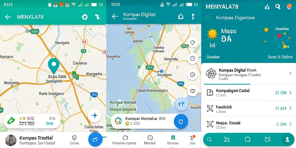 Antarmuka aplikasi MENYALA78 yang intuitif dan fungsional sebagai Kompas Digital.