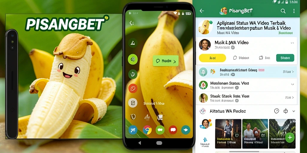 Antarmuka PISANGBET dengan pilihan Status WA Video yang menarik.
