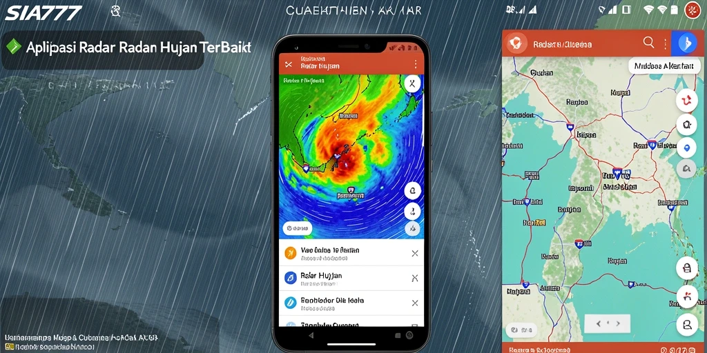 Antarmuka aplikasi SIA777 yang menampilkan radar hujan dengan jelas dan informatif.