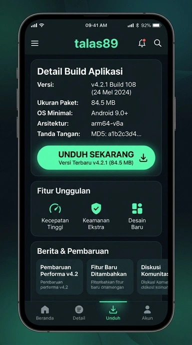 Tampilan halaman APK talas89