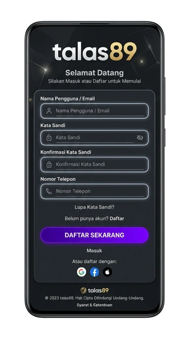 Tampilan halaman daftar talas89