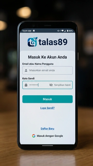 Tampilan halaman login talas89